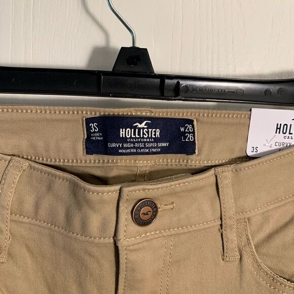 HollisterNWT curvy high rise super skinny khaki pants Size 3 short - Picture 3 of 5